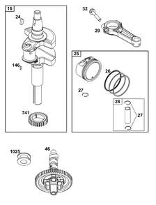 Crankshaft Group Diagram and Parts List for 305772-0154-G1 200000 - 399999 Briggs and Stratton Engine